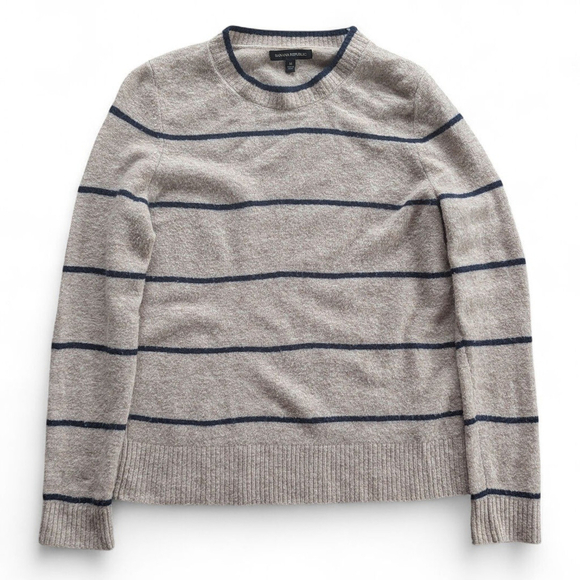 Banana Republic Merino Aire Wool Blend Stripe Knit Crewneck Sweater M Gray - Picture 2 of 7